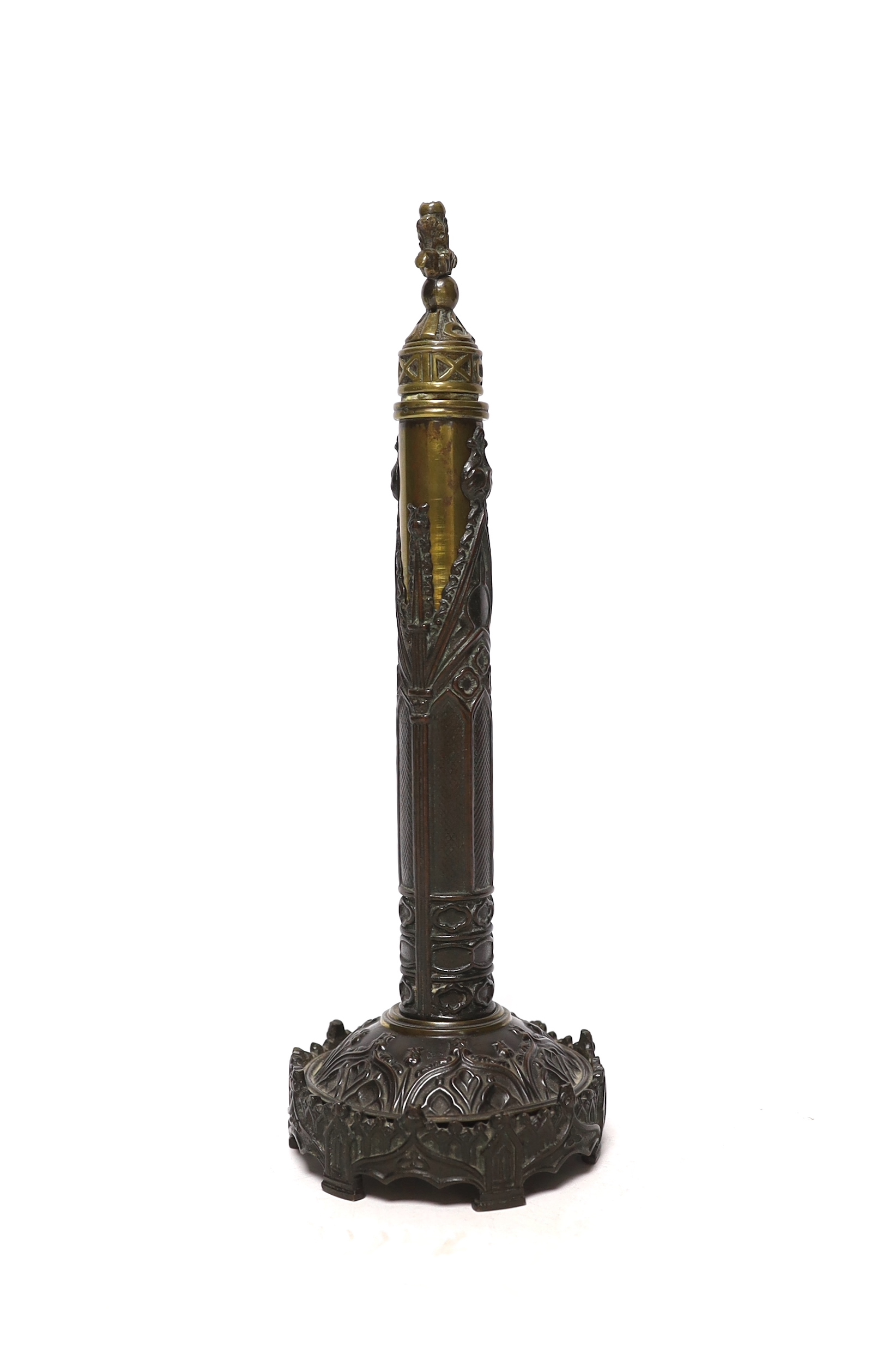 A mid 19th century Days Patent gothic wax stamp seal with England coat of arms, 24cm high